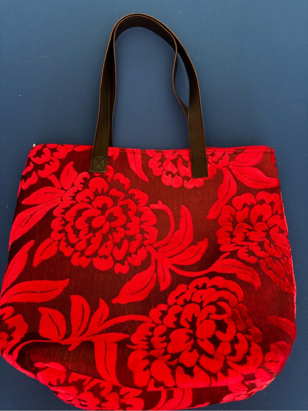 Carpet Tote Bag-Everyday Carry Bag-Shoulder Bag- Burnout Velvet 19th-century - Picture 2 of 11
